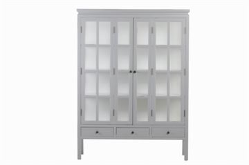Vitrineskab  175x130x45cm Gråt antikmalet